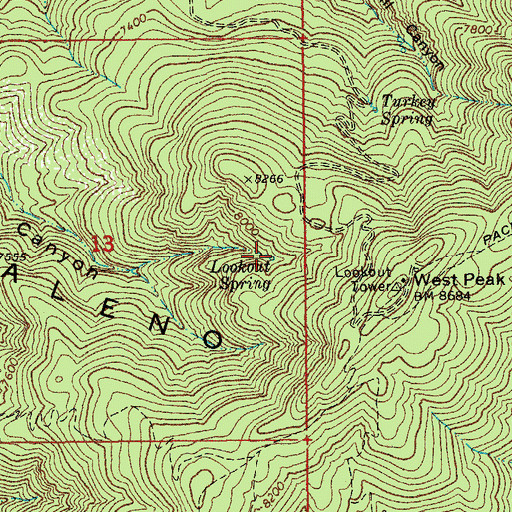 Topographic Map of Lookout Spring, AZ