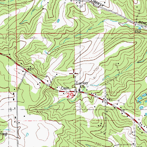 Topographic Map of Lucky School (historical), MO