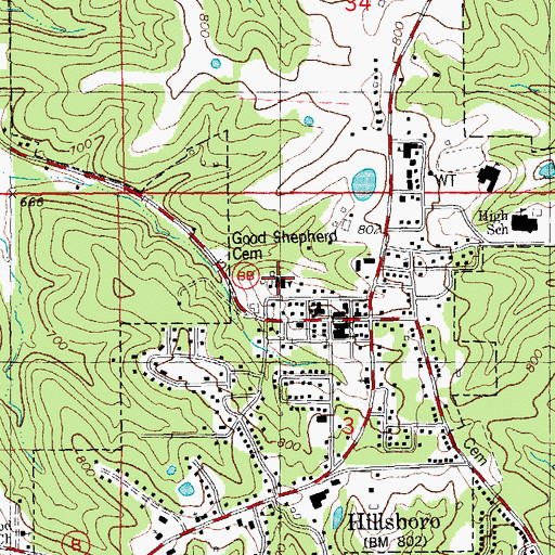 Topographic Map of Church of the Good Shepard, MO