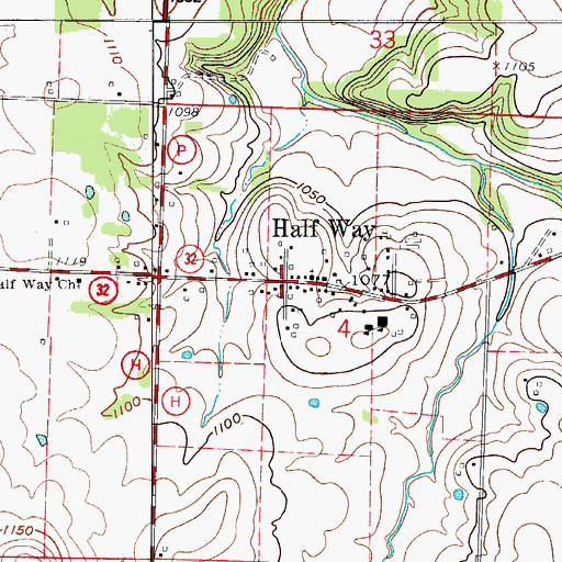Topographic Map of Halfway, MO