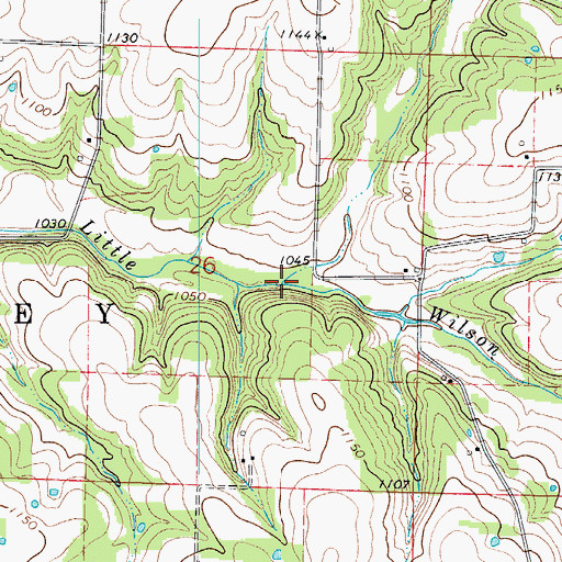 Topographic Map of Prater Branch, MO