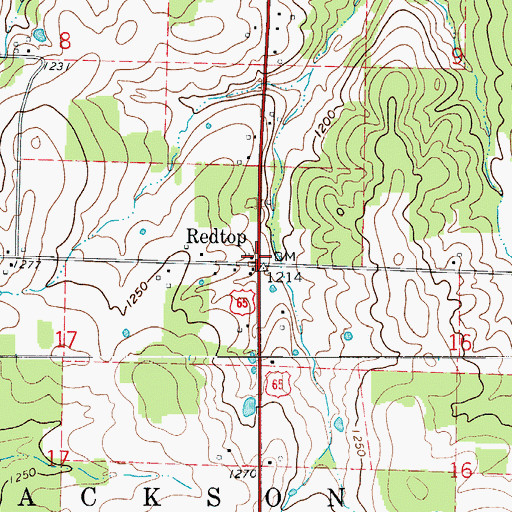 Topographic Map of Redtop, MO