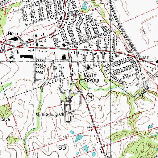 Topographic Map of Valle Spring Branch, MO