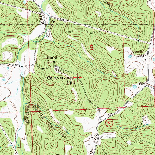 Topographic Map of Graveyard Hill, MO