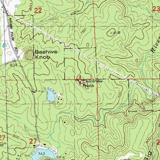 Topographic Map of Chimney Rock, MO