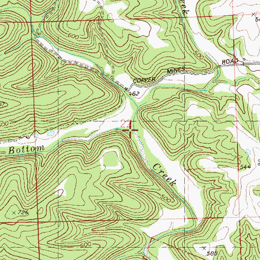 Topographic Map of Copper Mine Creek, MO
