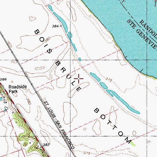 Topographic Map of Bois Brule Bottom, MO