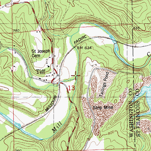 Topographic Map of Shibboleth Branch, MO