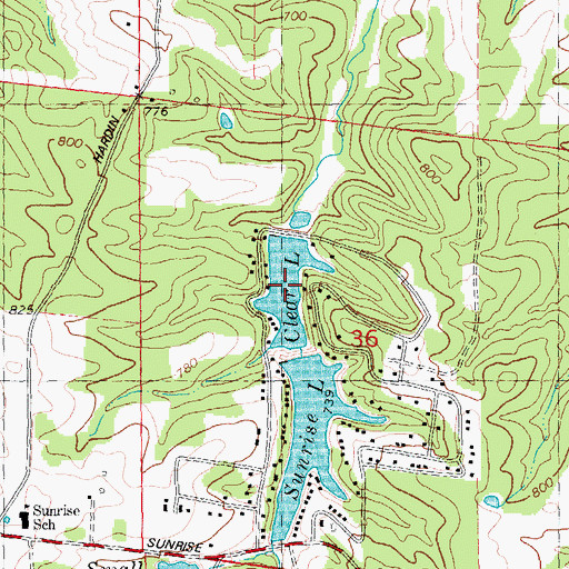 Topographic Map of Clear Lake, MO