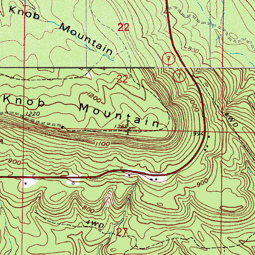 Topographic Map of Three Knob Mountain, AR
