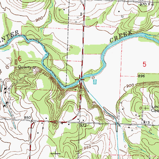 Topographic Map of Bens Branch, MO