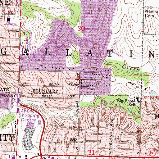 Topographic Map of Evanston, MO