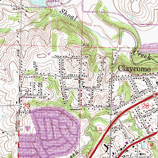 Topographic Map of Maple Garden, MO