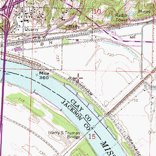 Topographic Map of Browns Lake (historical), MO