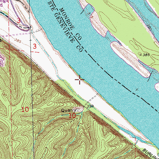 Topographic Map of Lee Island, MO