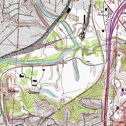 Topographic Map of Blue Siding, MO
