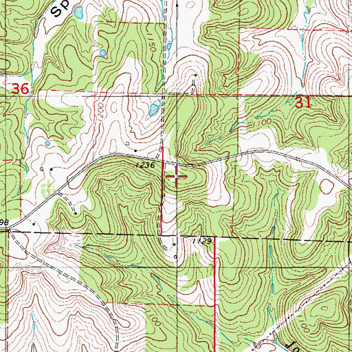 Topographic Map of Ridgewoods, MO