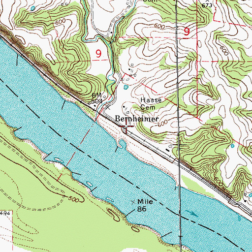 Topographic Map of Bernheimer, MO