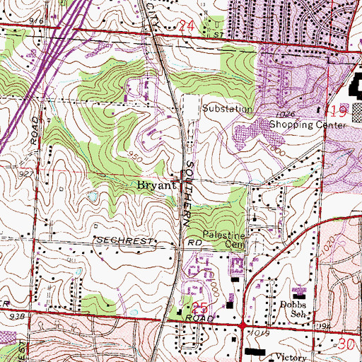 Topographic Map of Bryant, MO
