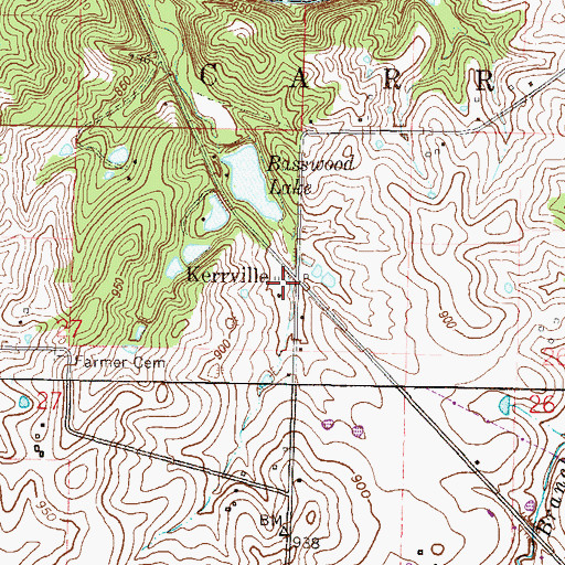 Topographic Map of Kerrville, MO