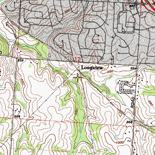 Topographic Map of Longview, MO