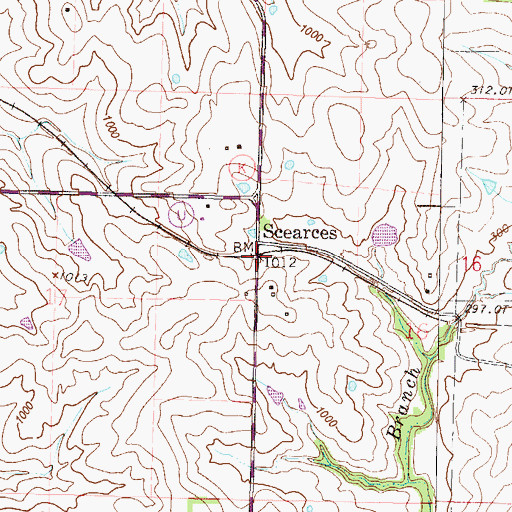 Topographic Map of Scearces, MO