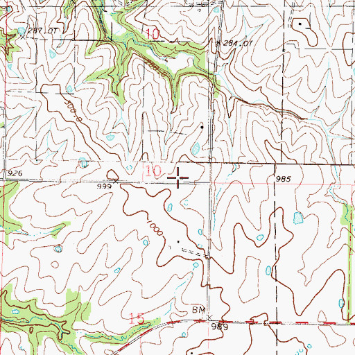 Topographic Map of Oakland School, MO