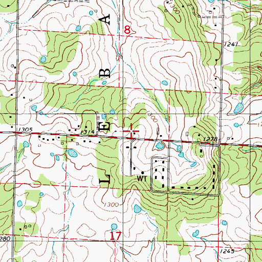 Topographic Map of Knob School, MO
