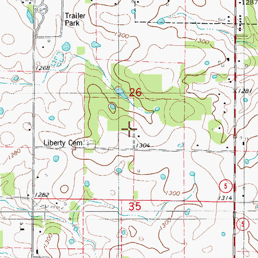Topographic Map of Liberty School, MO
