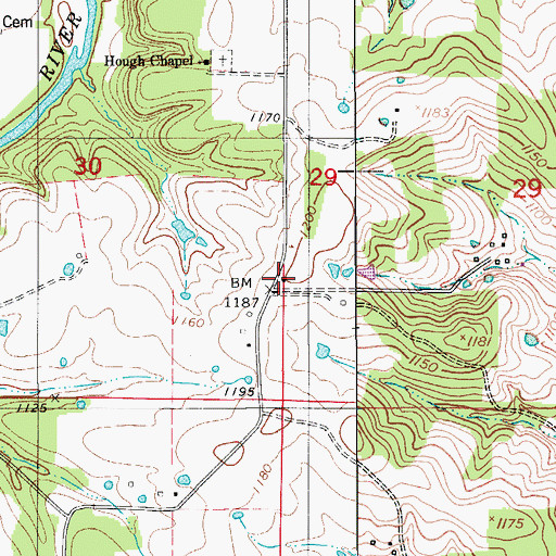 Topographic Map of Hough School, MO