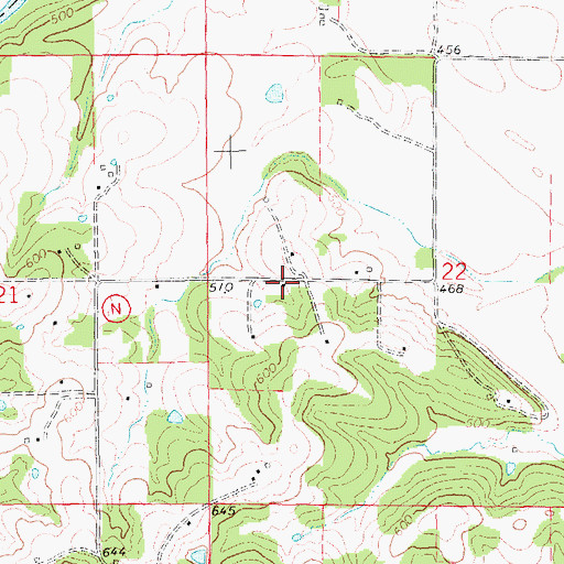 Topographic Map of Bend School, MO