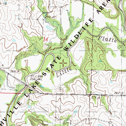 Topographic Map of Smithville Lake State Wildlife Area, MO