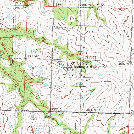 Topographic Map of O'Connor Landing Strip (historical), MO