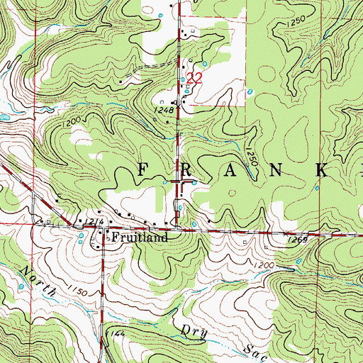 Topographic Map of Fruitland Church (historical), MO