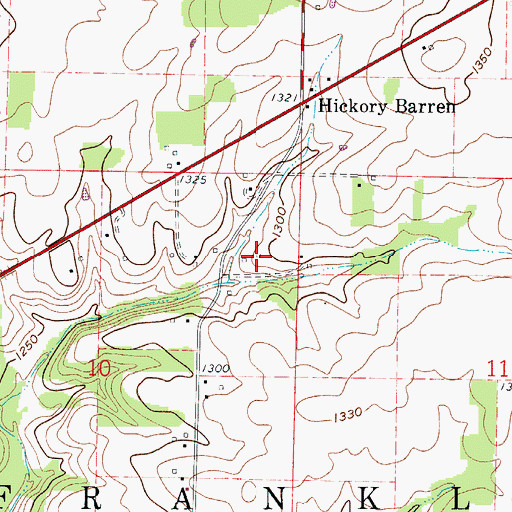 Topographic Map of Hickory Barren School, MO