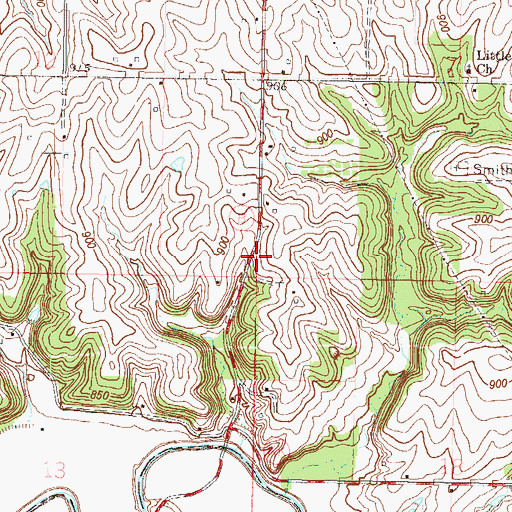 Topographic Map of Centenary Church (historical), MO