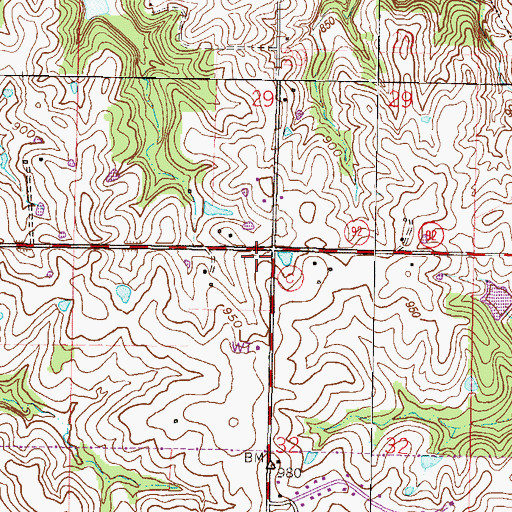 Topographic Map of South Gale School (historical), MO