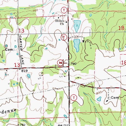 Topographic Map of Wide Awake School (historical), MO
