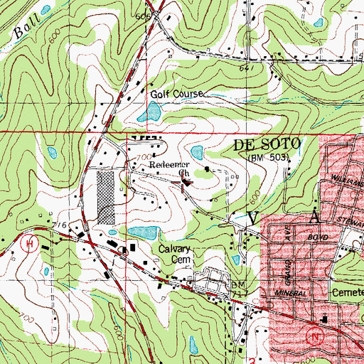Topographic Map of Redeemer Church, MO