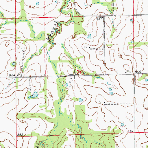 Topographic Map of Hickory Wood School (historical), MO