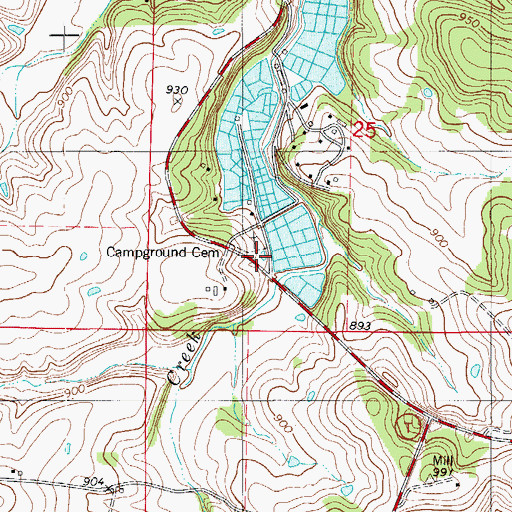 Topographic Map of Campground Church, MO
