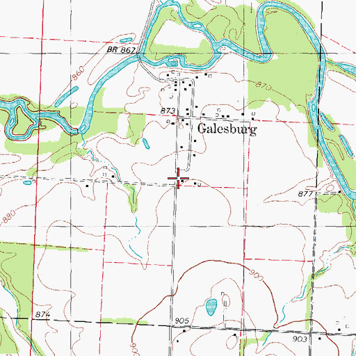 Topographic Map of Galesburg School (historical), MO
