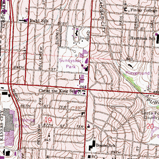 Topographic Map of Wornall at Eighty-fifth Street Center, MO