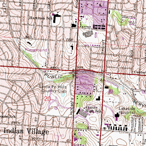 Topographic Map of Santa Fe Village Shopping Center, MO
