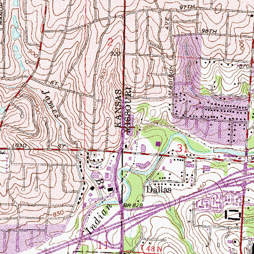 Topographic Map of State Line Shopping Center, MO