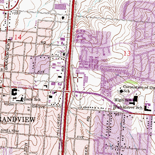 Topographic Map of Grandview Plaza, MO