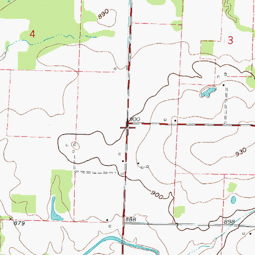 Topographic Map of Coon Foot School (historical), MO