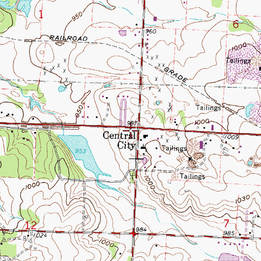 Topographic Map of Central City School (historical), MO