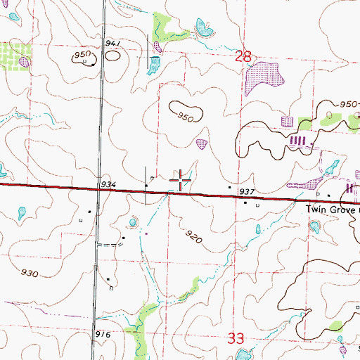 Topographic Map of Twin Groves School (historical), MO