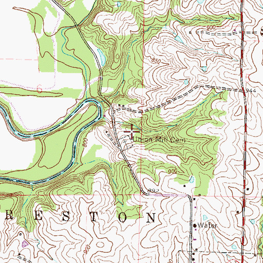 Topographic Map of Union Mill School (historical), MO